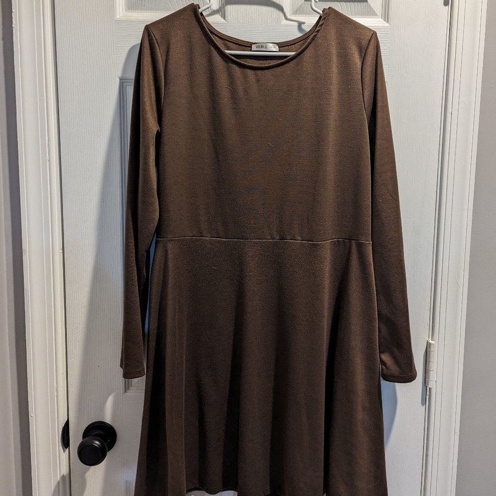 Brown Long Sleeve Dress